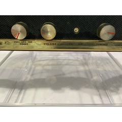 Vintage Arvin AM/FM Table Radio Wood Grain Gold Trim Mid Century Modern Retro