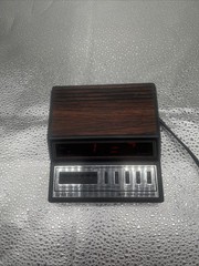 Vintage Retro Wood Grain Miniature Spartus Alarm Clock Hong Kong Red LED