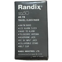 VTG NOS Randix RCL50 Travel AM/FM Radio Quartz Clock NEVER REMOVED Original Box