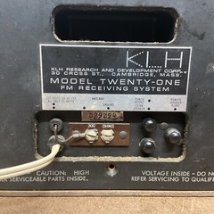 Vintage KLH Model Twenty One 21 FM Table Radio Wood Cabinet working condition