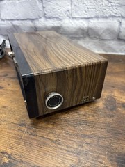 Mid Century AMOCO Flip Clock Radio Woodgrain AM/FM Japan Made Alarm Vintage