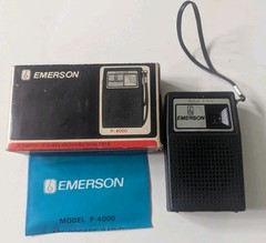 Emerson Black P-4000 Pocket AM Radio Solid State with Box And Manual