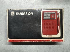 Emerson Red P-4000 Pocket Am Radio Solid State w/Box And Manual “Tested”