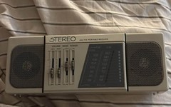 AM/FM Portable Receiver STEREO Radio 80s 90s Grey White Equalizer