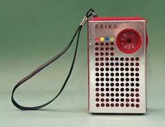 Vintage Seiko Solid State AM/FM Radio with Red Dial, HTF, Untested