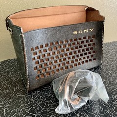 Vtg Sony Portable Radio Leather Case, Strap, Earphone Case Black Unused TR TFM