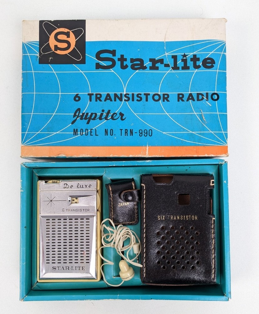 Vintage Star-Lite Jupiter De-Luxe 6 Transistor AM Portable Radio w/ Box ~ PARTS