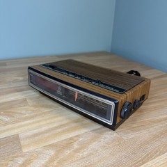 VTG General Electric GE Alarm Clock AM/FM Radio 7-4625C Wood Grain WORKS (Read)