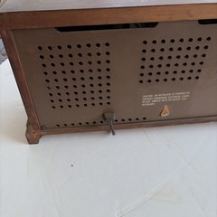 Vintage SEARS Silvertone AM/FM Table Radio Wood Cabinet Missing A Knob