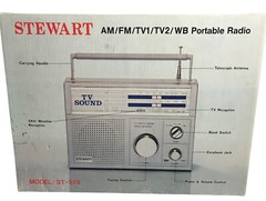 Stewart Radio ST874 Am Fm TV1 TV2 WB Portable Radio New Vintage Silver Chrome
