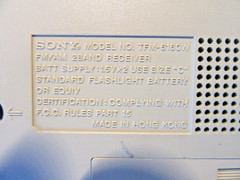 (11$17) Sony Portable 2-Band AM-FM Radio Receiver Model TFM-6160W, TESTED