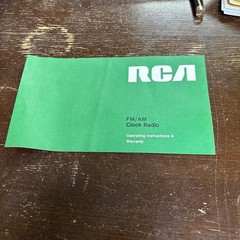 Vintage RCA FM-AM Clock Radio RWS441 Instructions And Warranty Card Only
