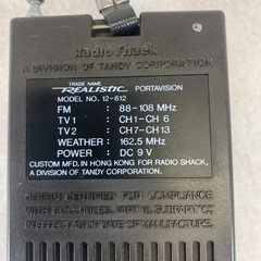 Vintage Realistic Portavision Radio Shack Portable Pocket FM Radio, Weather, TV