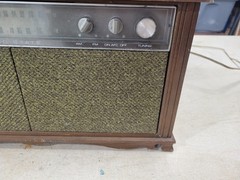 Vintage 1960s GE General Electric Dual Speaker Radio Wood Cabinet, For Parts