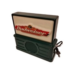 Vintage BUDWEISER Logo-Top Lighted AM/FM Radio Beer Advertising Sign. s5