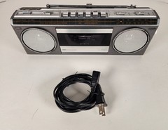 Vtg Sears Roebuck & Co SR-3000 Series Silver Mini Stereo Cassette Boombox READ