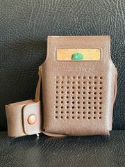 Vintage Crown 6 Transistor Radio 1950s Rare Sky Blue Made in Japan Leather Case