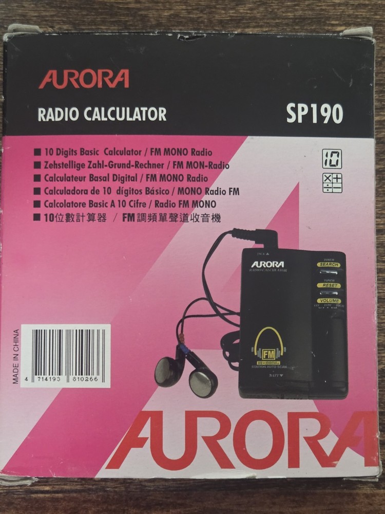 Radio Calculator – Aurora FM Radio Batt Calc Solar 1980s Rare SP190 Vintage Walk
