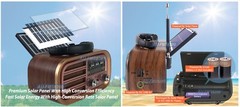Stylish Solar-Powered Retro Radio AM FM SW Bluetooth Speaker USB SD Card MP3