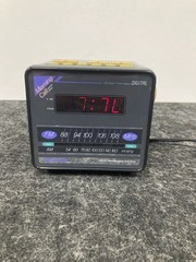 Vintage Soundesign Morning Call Black Cube Clock Radio AM/FM Digital Clock Timer