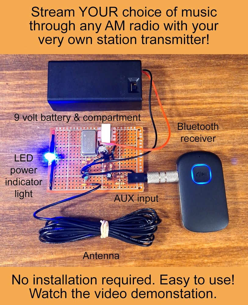 AM Transmitter – Stream Anything to Your Vintage Antique Tube Radio – Bluetooth