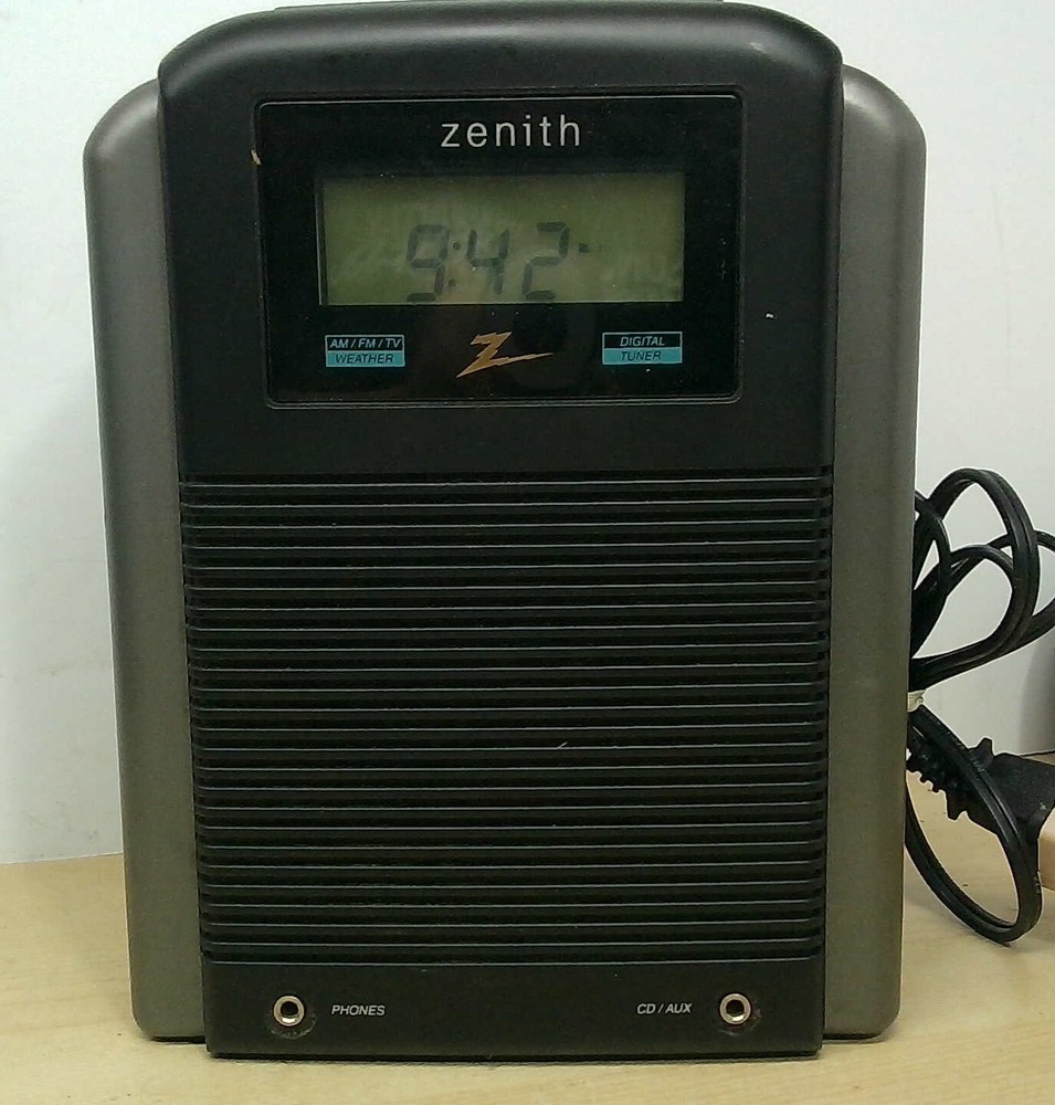 Vintage Zenith Digital Alarm Clock Radio With AM/FM/TV/Weather Bands Z203B WORKS