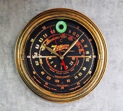 Old Antique Style Zenith Black Dial Wall Clock – Vintage Wood Tube Radio Style!