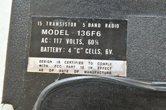 Aircastle Model 136F6 Solid State 15 Transistor 5 Band Radio Made in Taiwan
