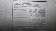 Vintage Toshiba Portable Radio RP-1640T AM-FM-TV 4 Band