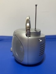 Y2K Vintage AM/FM Mini Radio Silver Telescopic Antenna Retro Big Sound Tuner