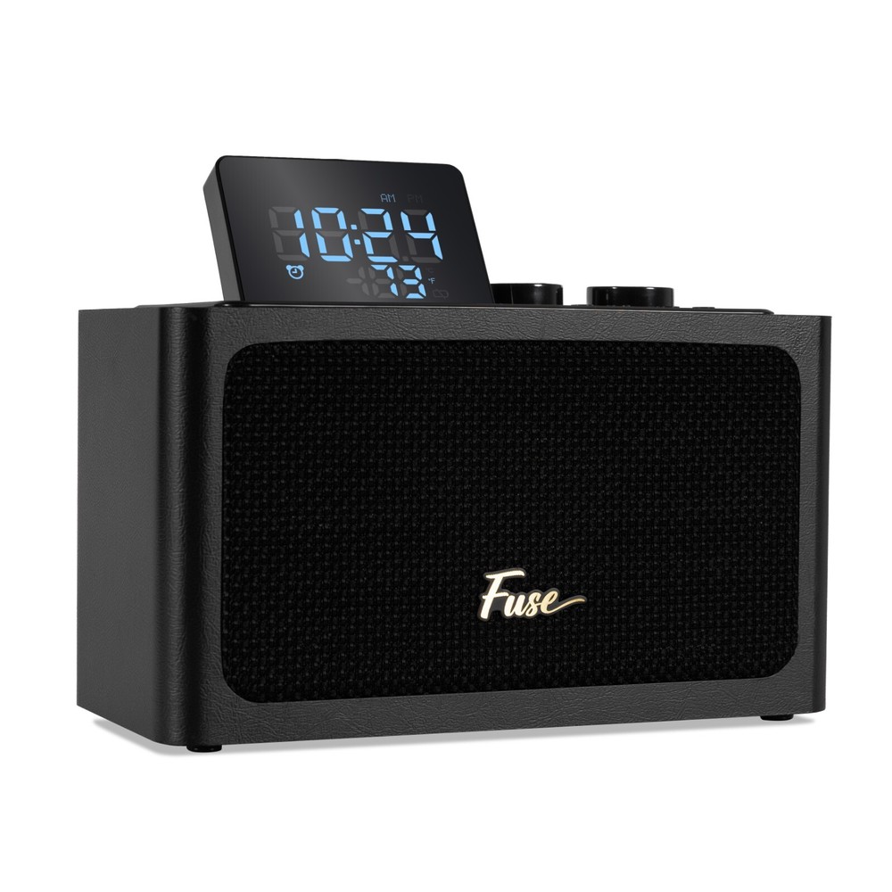 Fuse Zide Black Vintage Alarm Clock Radio Speaker w/ Bluetooth & LCD Screen