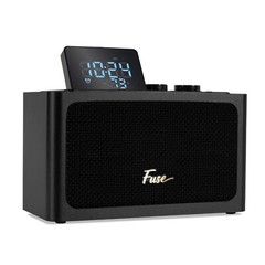 Fuse Zide Black Vintage Alarm Clock Radio Speaker w/ Bluetooth & LCD Screen
