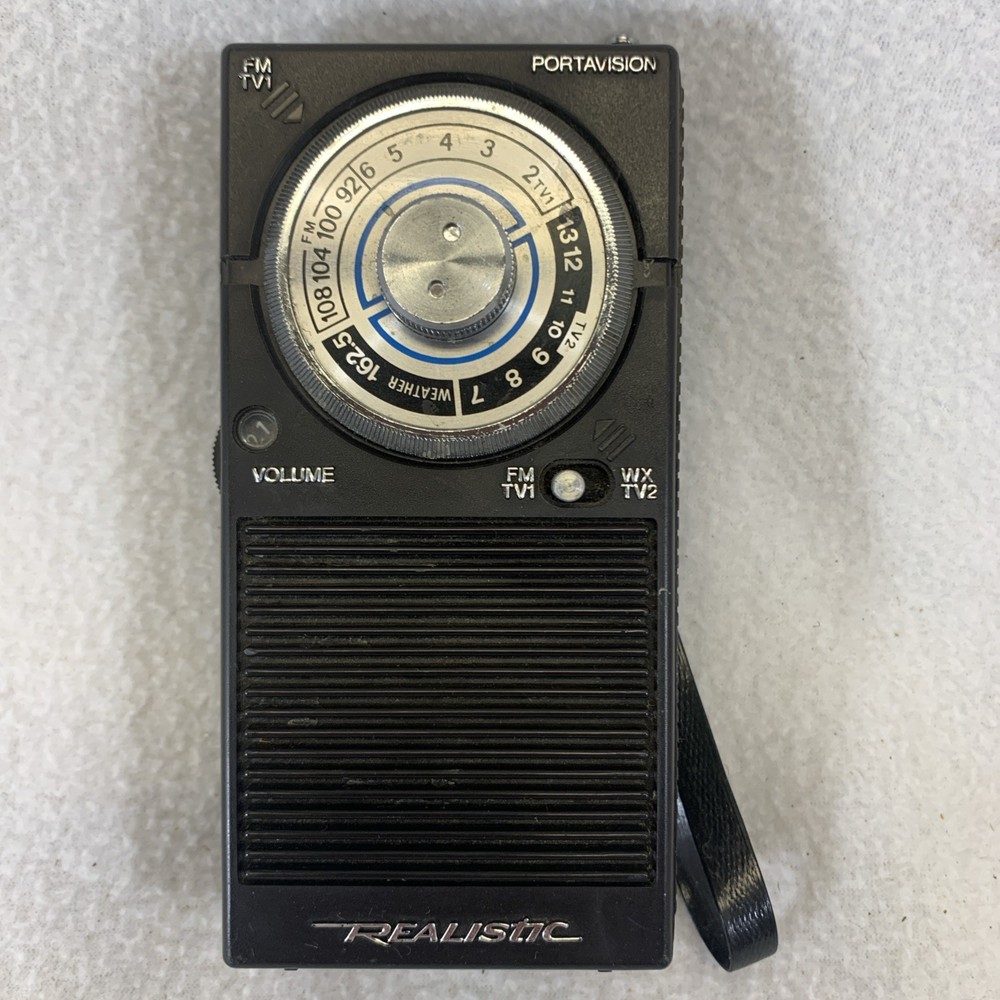 Vintage Realistic Portavision Radio Shack Portable Pocket FM Radio, Weather, TV