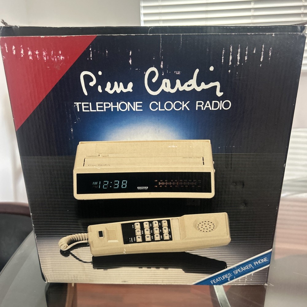 Vintage pierre cardin Telephone Clock Radio 50028 Features Speakerphone New