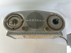 Vintage Zenith Owls Eye Clock Grey Clock Radio- PARTS OR REPAIR ONLY