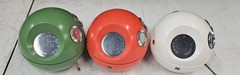 Lot of 3 Vintage Panasonic Panapet Sphere Transistor Radios R-70 Green Red White