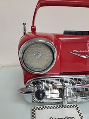 Vintage Randix Red 57 Chevy AM FM Portable Stereo Cassette Player Radio 1957