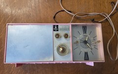 Vtg 1960s Barbie Pink Emerson LifeTimer II Clock Tube Radio G1705 Tested Working