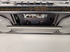 Vtg Sears Roebuck & Co SR-3000 Series Silver Mini Stereo Cassette Boombox READ
