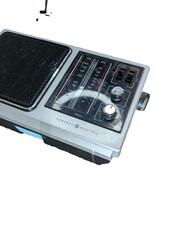 GE General Electric AM FM Superadio 7-2857A Portable Radio 1970s Vintage Silver