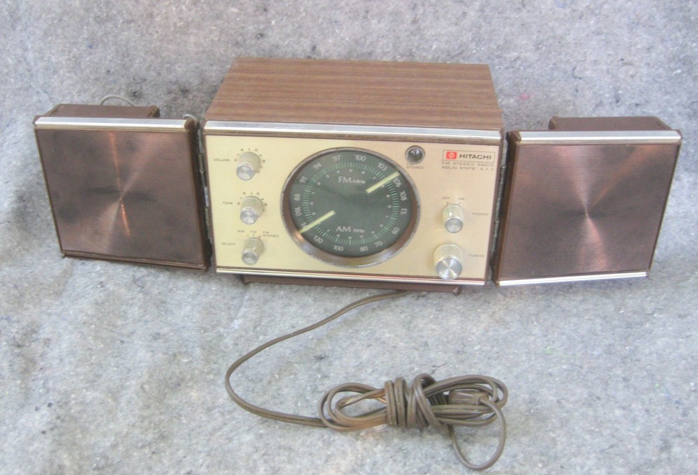 Rare Working Hitachi KS-1220H Stereo Transistor Radio Detachable Speakers Japan