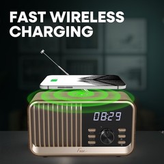 Fuse Hark Bluetooth AM/FM Radio Speaker w/ Wireless 10W Charger & Alarm Clock