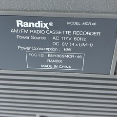 Randix MCR46 AM/FM Radio Cassette Recorder 11&Prime; Parts or Repair – VTG 1980s READ
