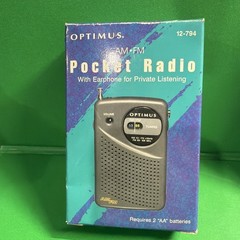Vintage Optimus AM FM Pocket Radio Complete Earphone Boxed 12-794 Tested Works!