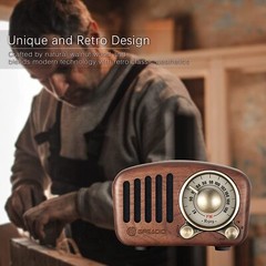 Vintage Retro Bluetooth Speaker Walnut Wooden FM Radio TF Card & MP3 Player