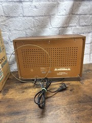 Vintage Sony ICF-9740W Tabletop FM/AM Radio Simulated Wood W/ Box Tested