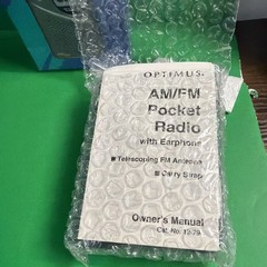 Vintage Optimus AM FM Pocket Radio Complete Earphone Boxed 12-794 Tested Works!
