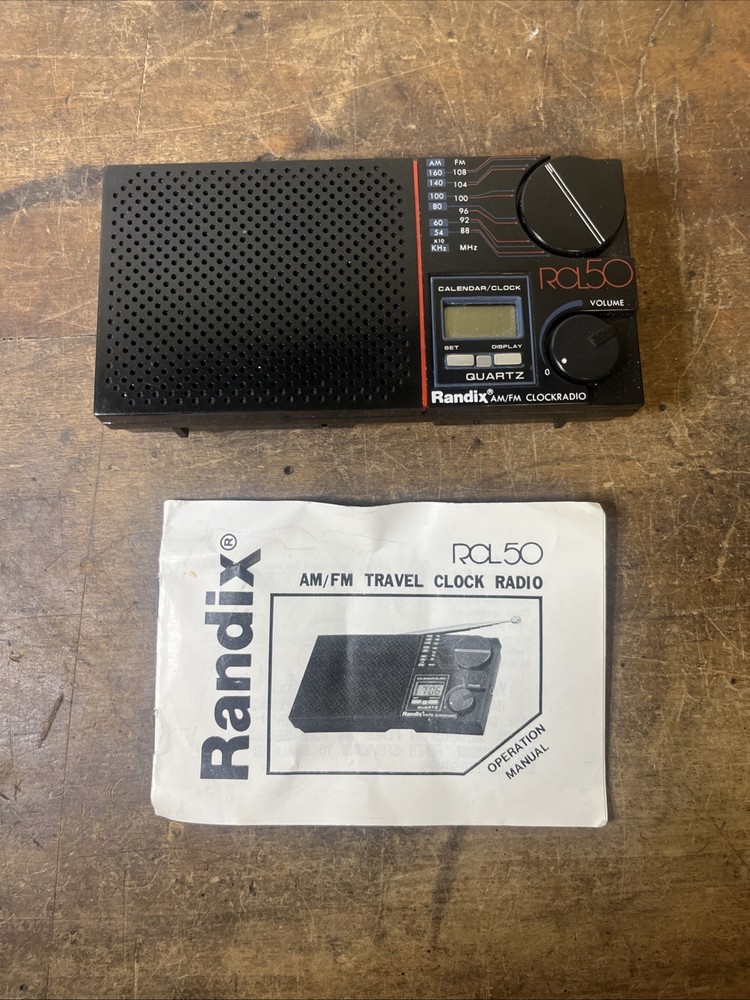 Vintage ROL50 Quartz Randix Am/FM Clock Radio With Original Manual Travel Size