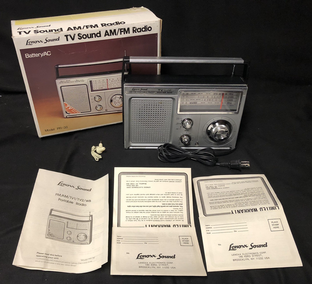 VINTAGE LENOXX SOUND MODEL PR-36 AM/FM/TV/WEATHER 4 BAND RADIO BOX MANUAL