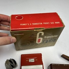 VTG Penney&rsquo;s Leather Covered Six Transistor Radio With Box